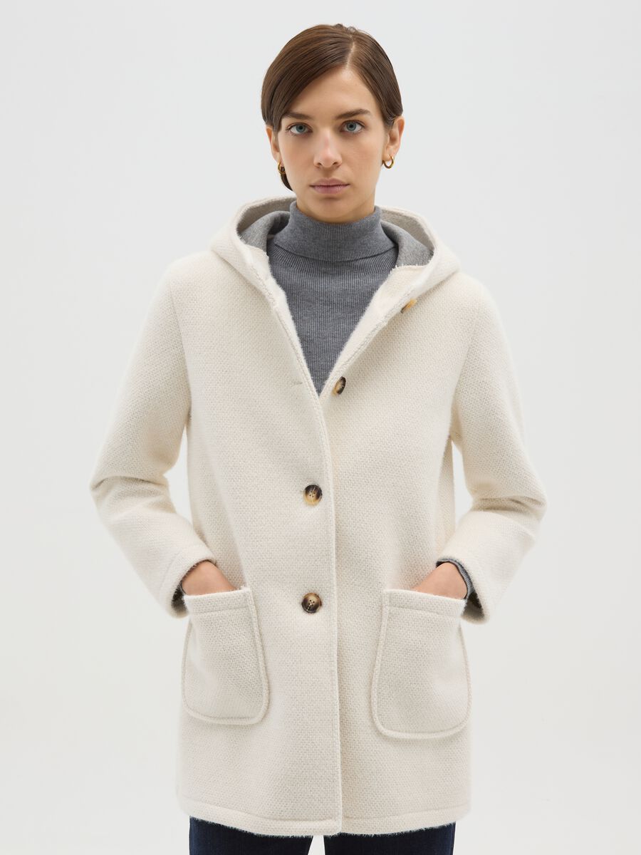 Cappotto in misto viscosa bianco regular fit_0