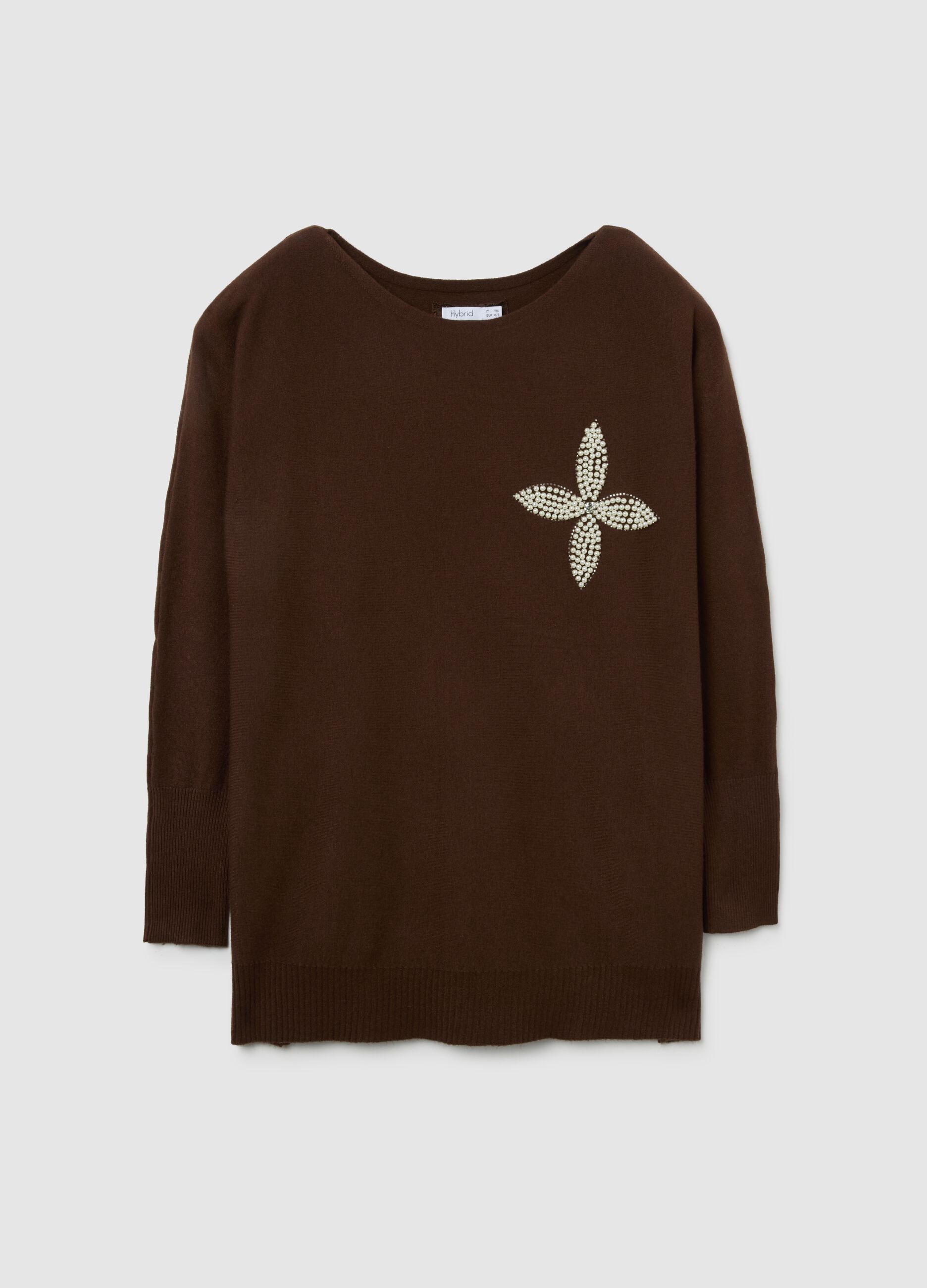 Brown sweater with bead decoration