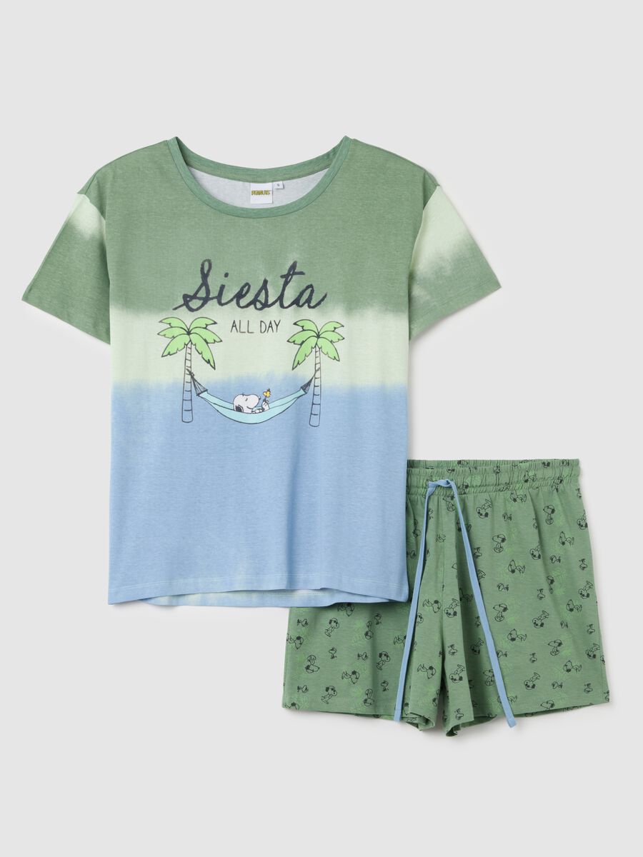 Pigiama da donna in puro cotone multicolor regular fit con stampa Snoopy_0