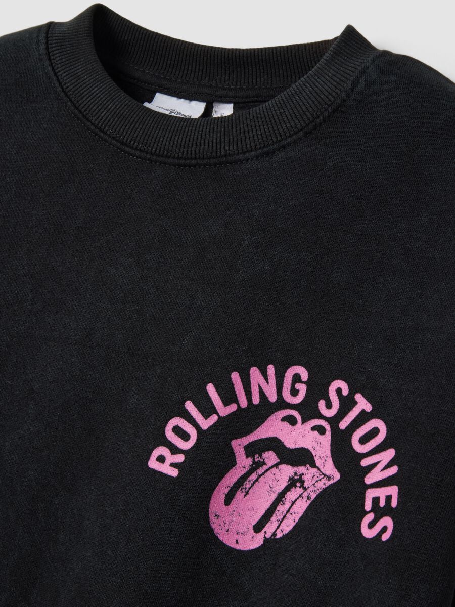 Black cotton-blend sweatshirt with Rolling Stones print_1