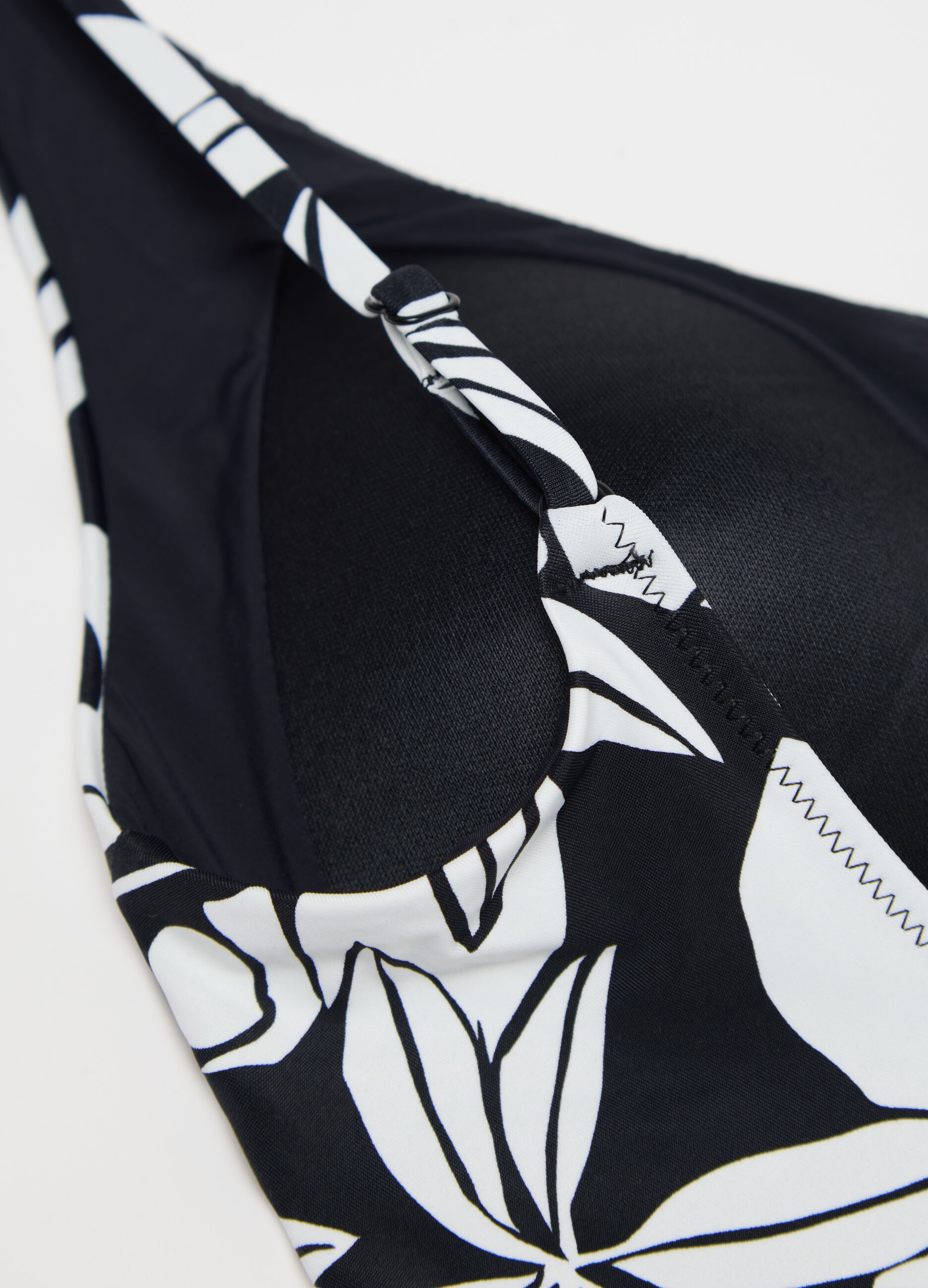 White and black floral one-piece swimsuit