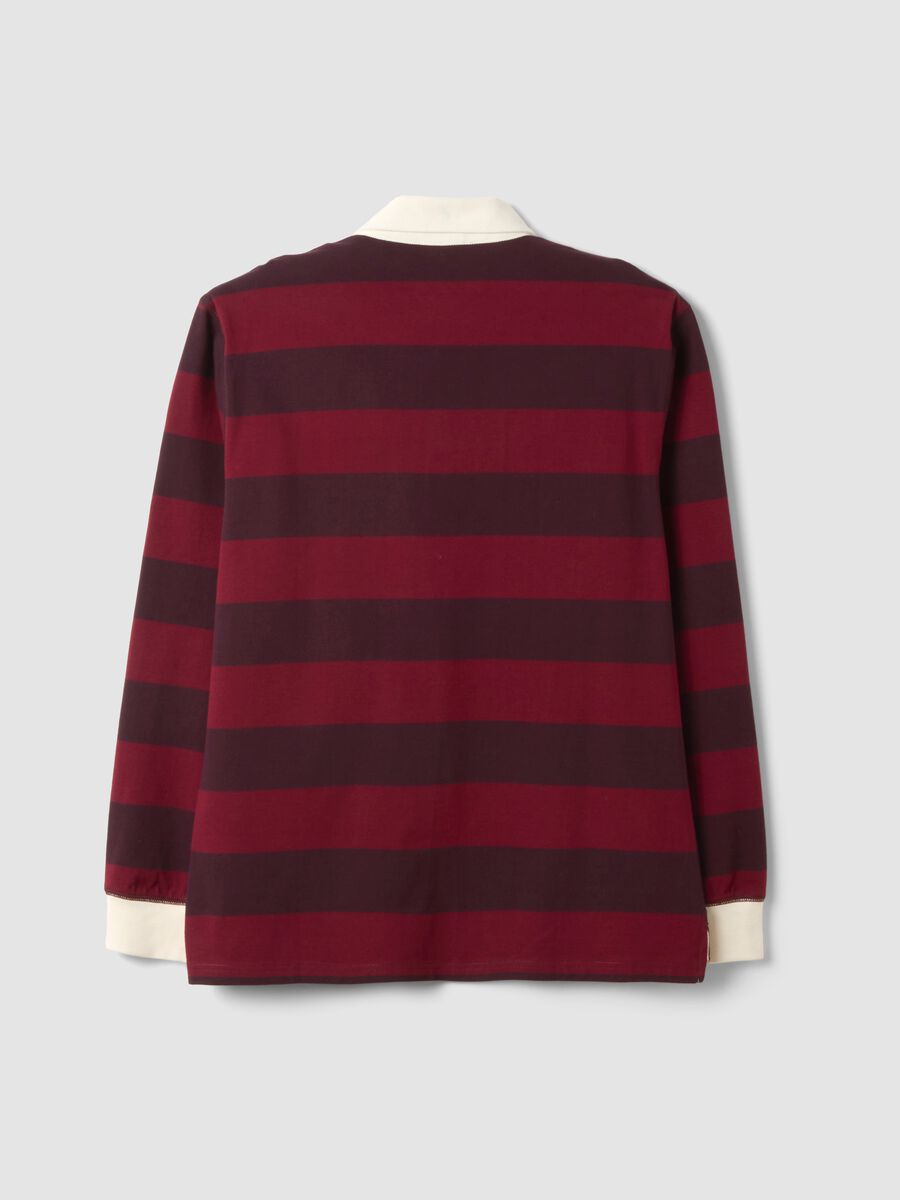 Polo rugby rossa in puro cotone a righe maniche lunghe regular fit_6