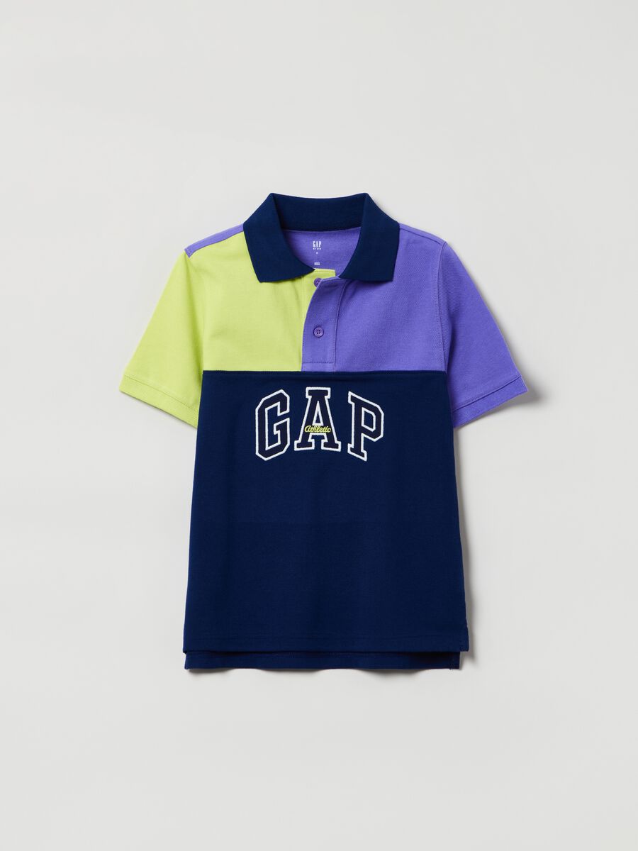 Colour block polo shirt with embroidered Athletic logo_0