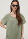 Green pure linen dress with patch pockets, regular fit_0