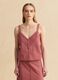 Pink regular fit cotton-linen blend top with lace details_2