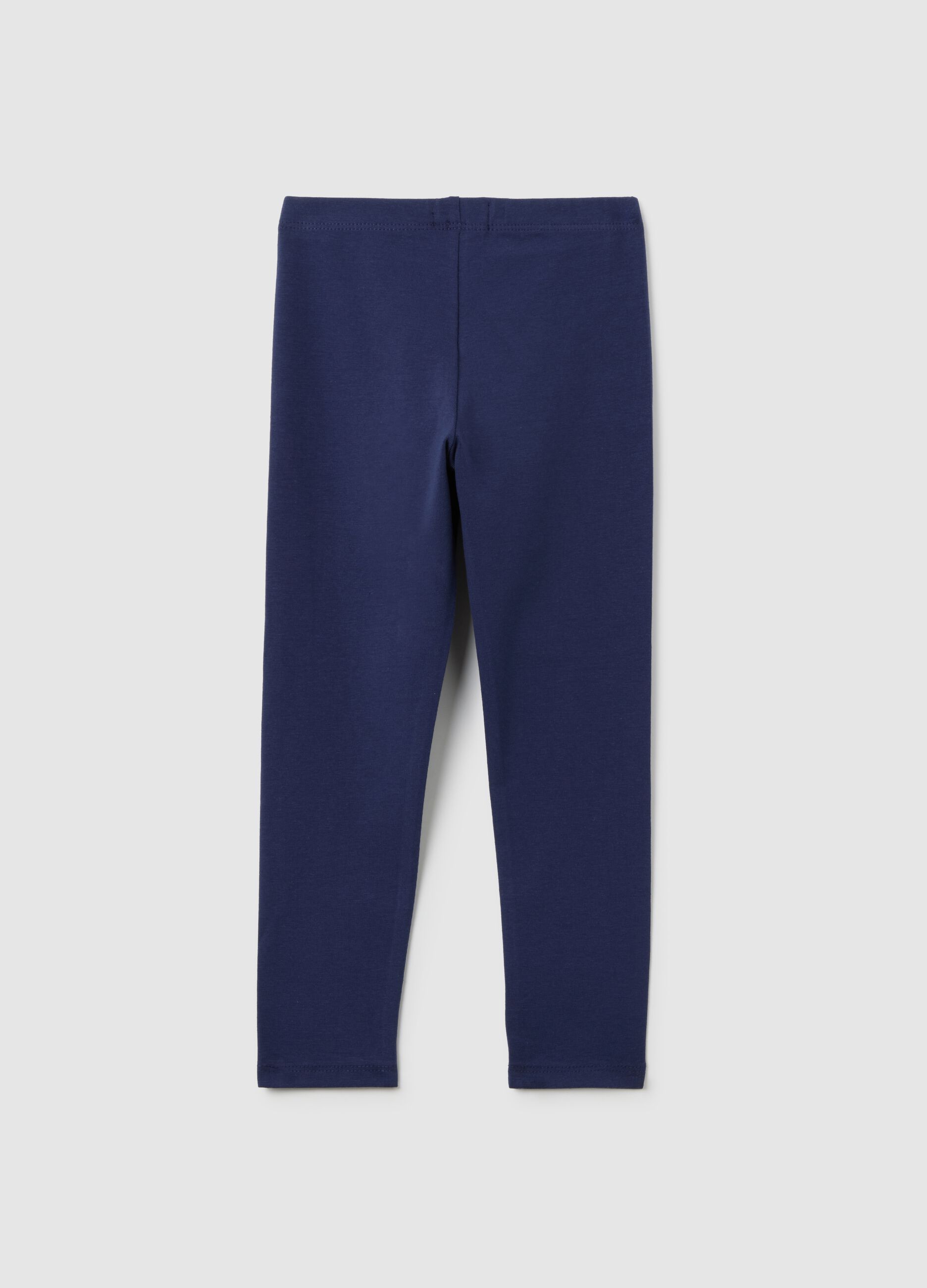 Girls' blue regular fit stretch cotton leggings