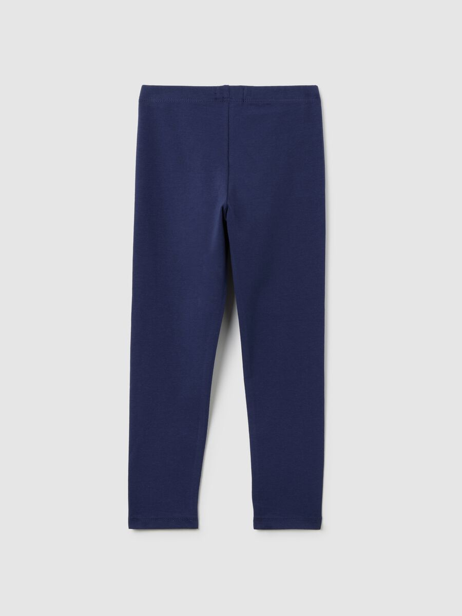 Girls' blue regular fit stretch cotton leggings_1