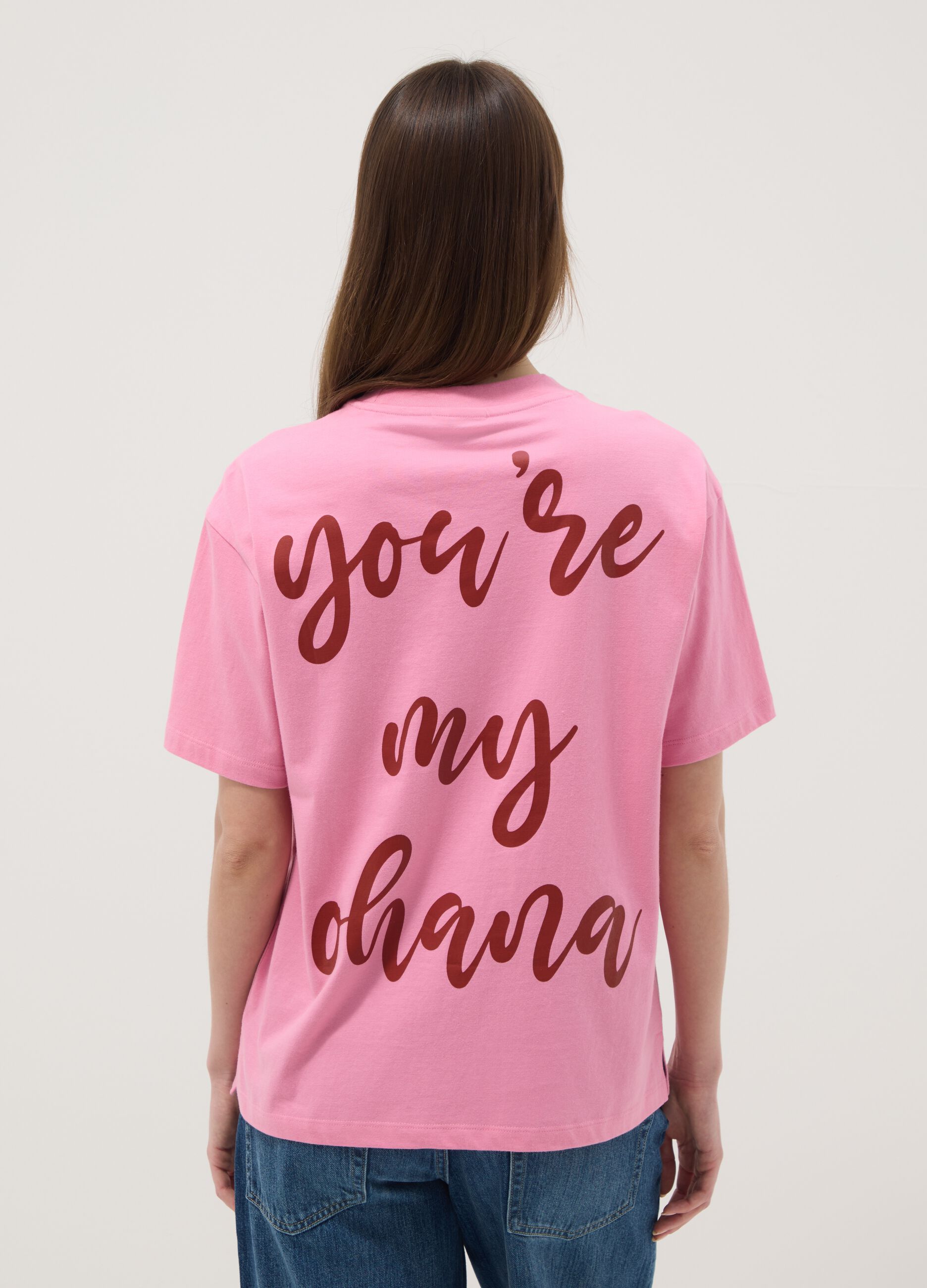 Pink pure cotton regular fit T-shirt with Stitch print