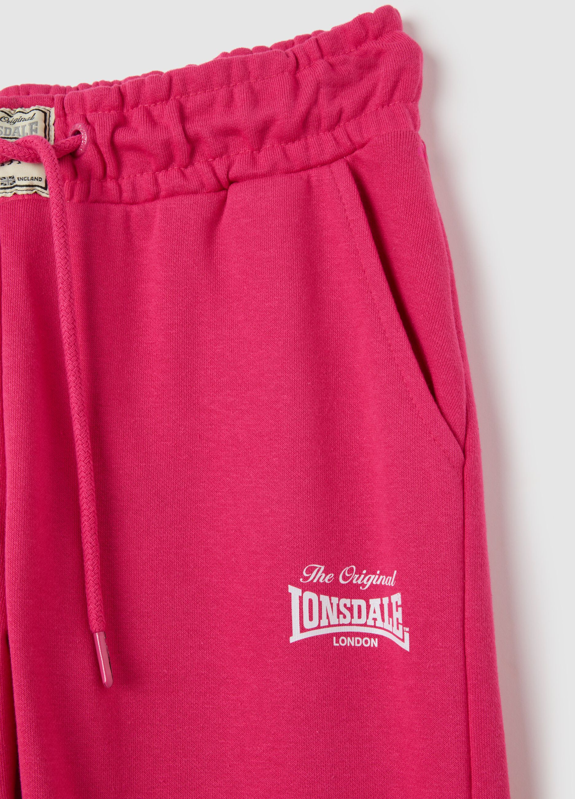 Women's pink cotton blend regular fit trousers Lonsdale