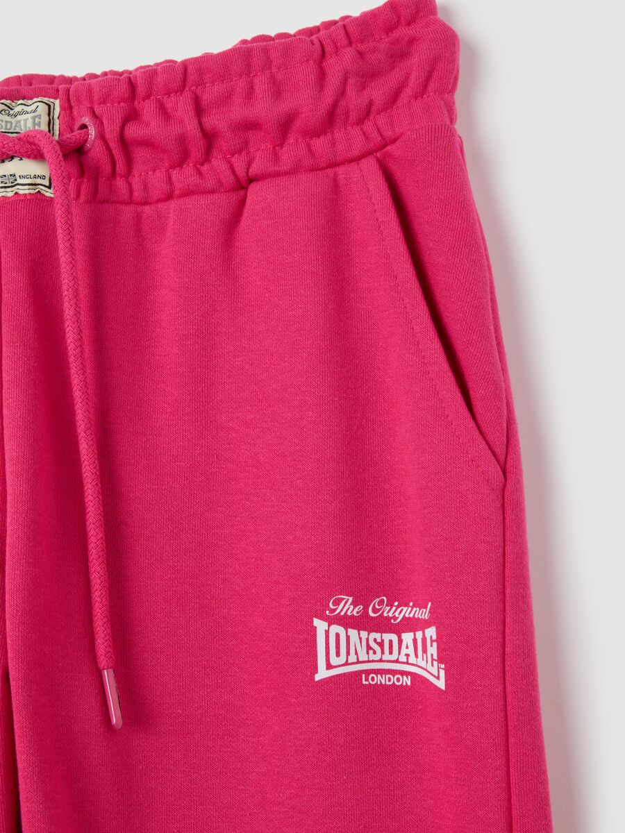 Women's pink cotton blend regular fit trousers Lonsdale_5