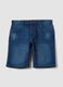 Blue Stretch Cotton Blend Denim Slim Fit Shorts_4
