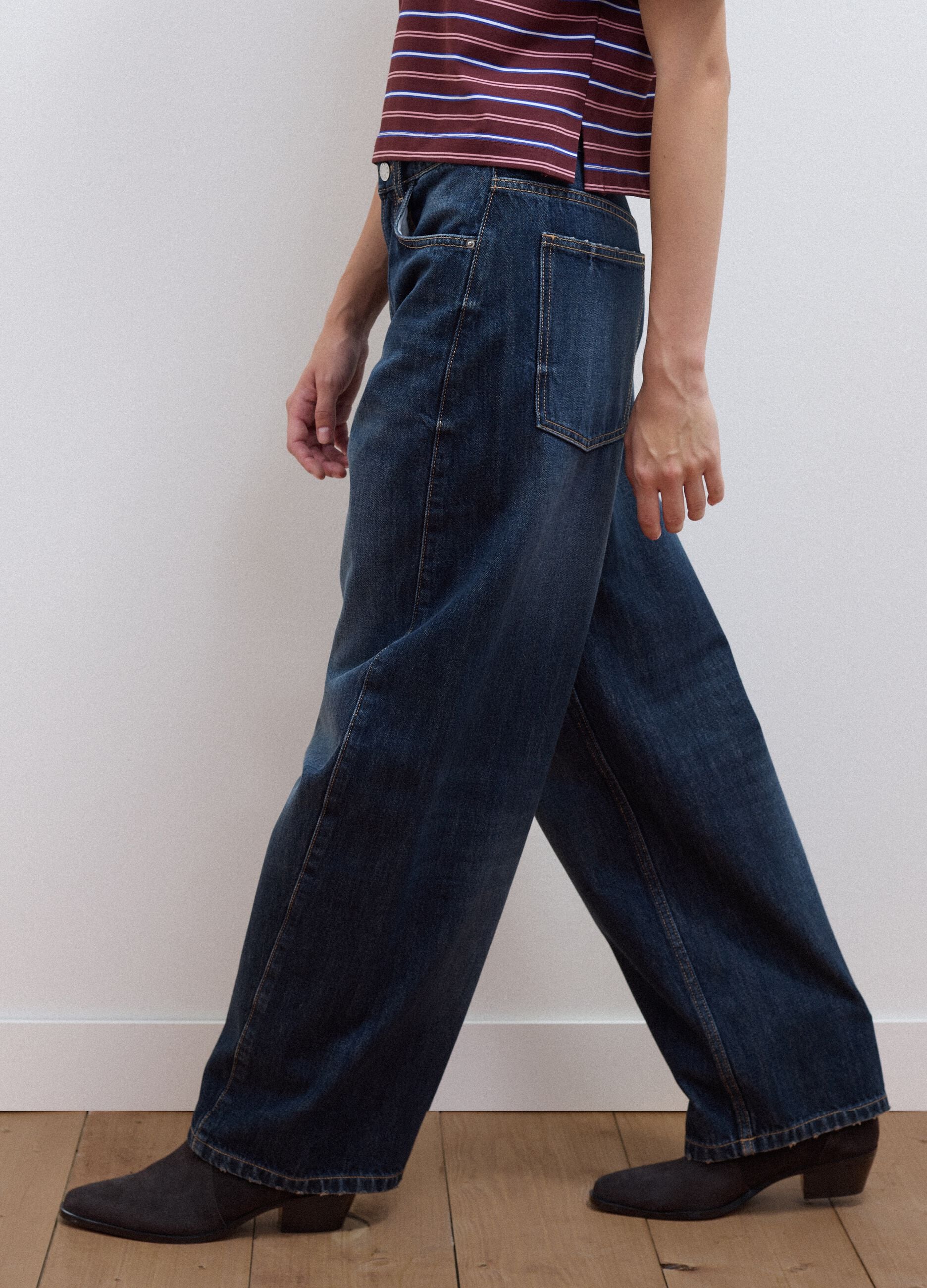 Blue balloon-fit pure cotton jeans