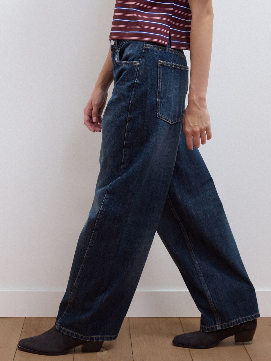 Blue balloon-fit pure cotton jeans_3