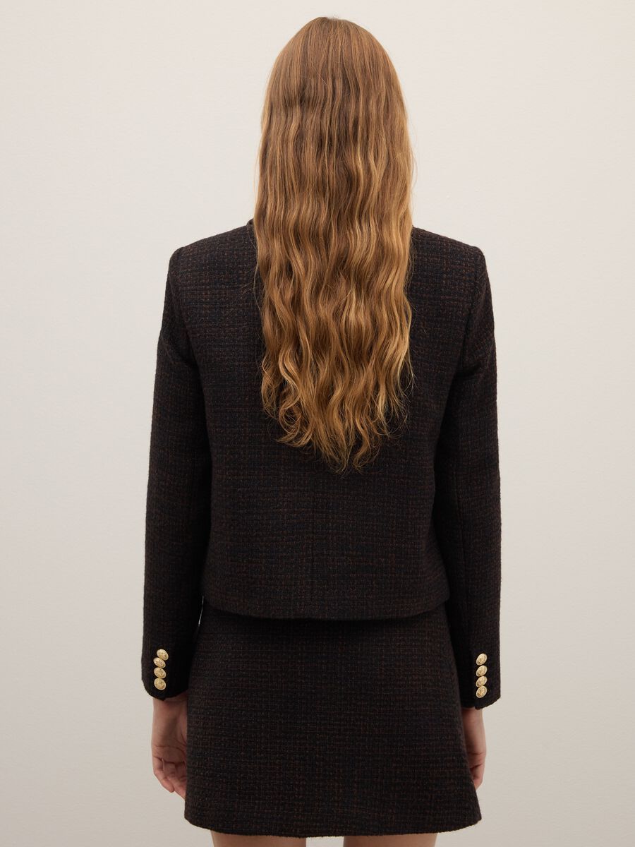 Blazer in misto lana marrone con bottoni dorati_3