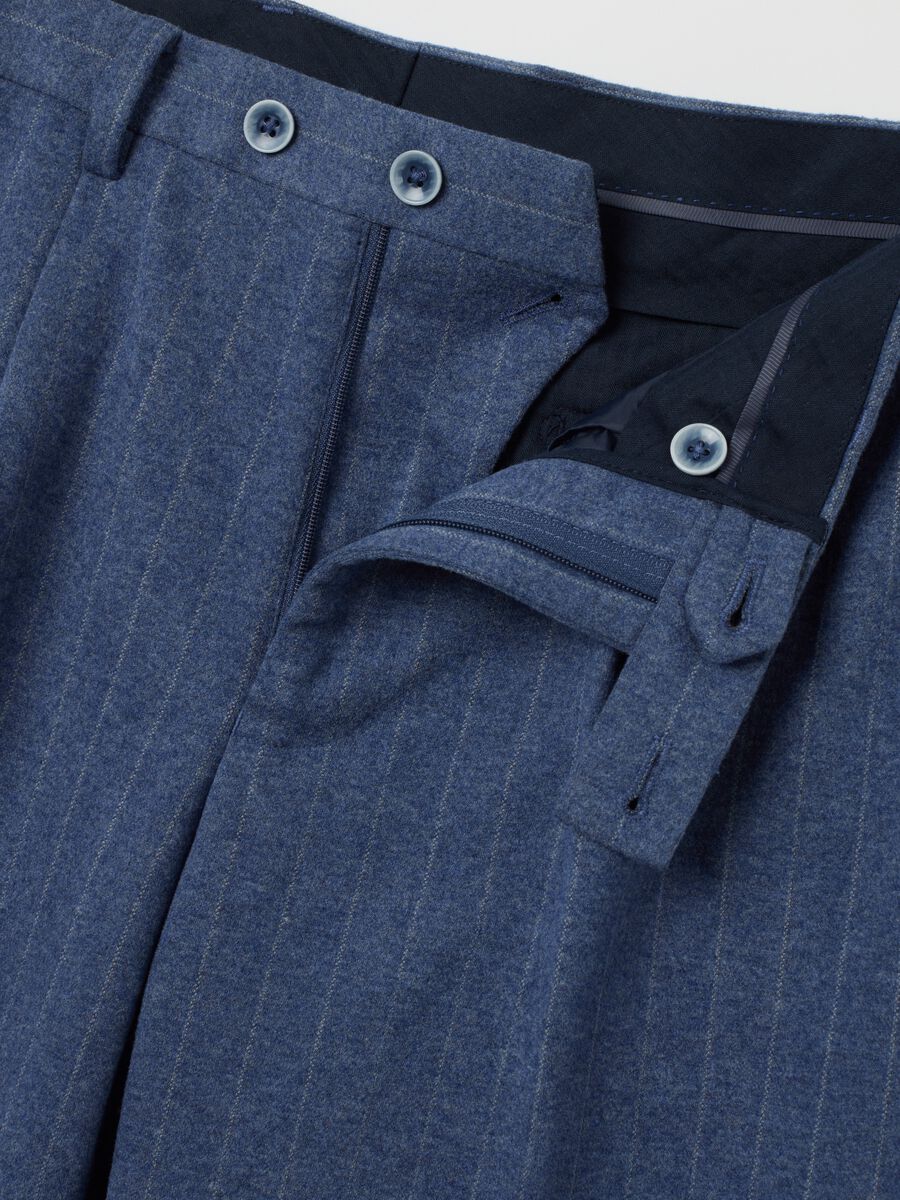 Blue Striped Slim Fit Trousers_5