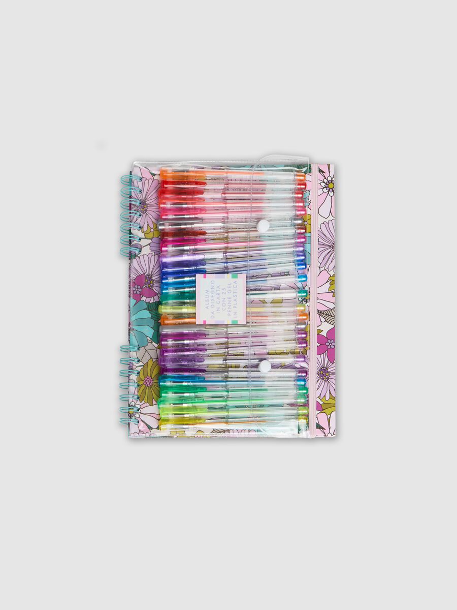 Sketch pad with coloured pens set_0