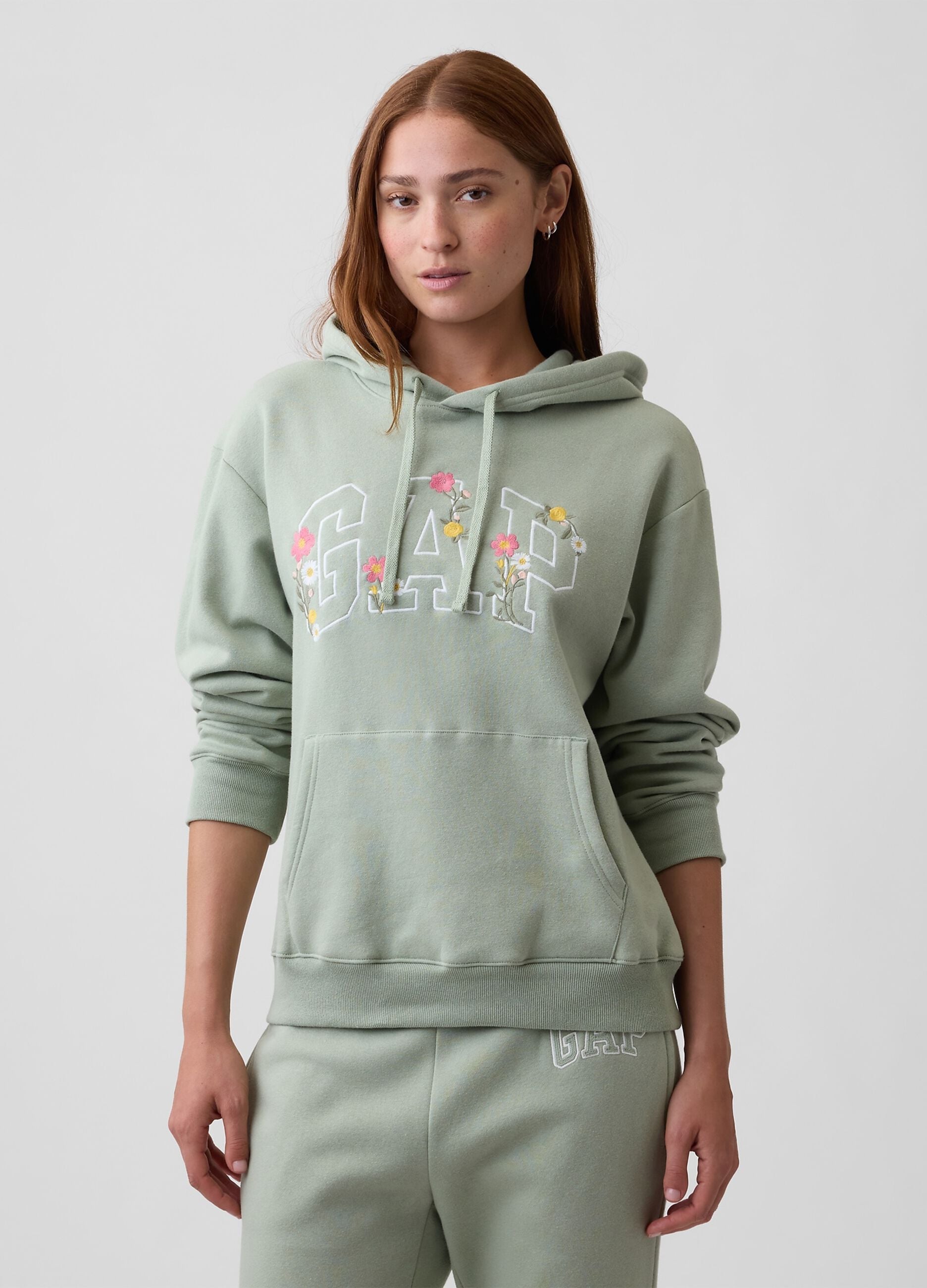Green cotton-blend hoodie with embroidered GAP logo