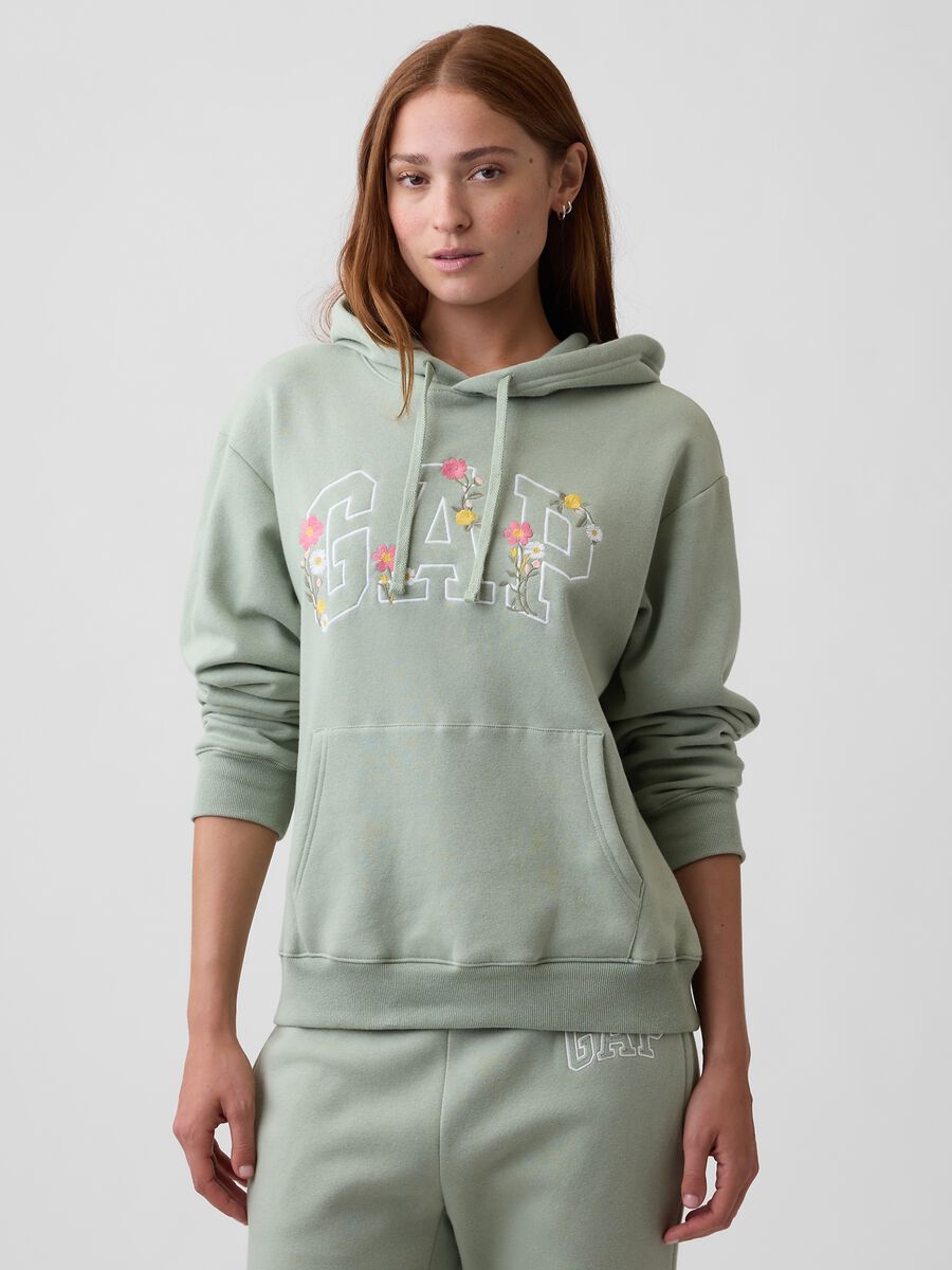 Green cotton-blend hoodie with embroidered GAP logo_0