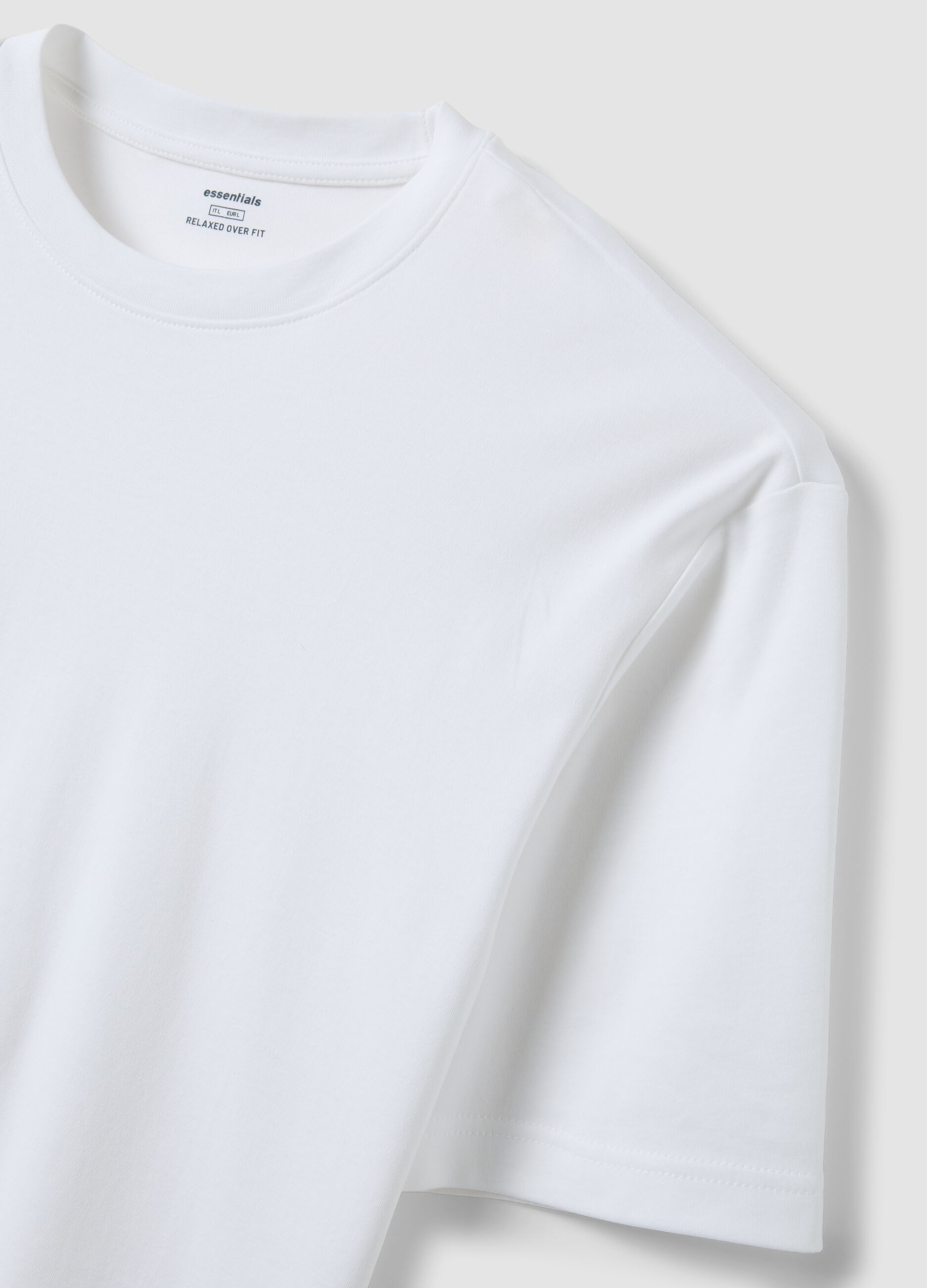 White pure cotton short-sleeve T-shirt, relaxed fit