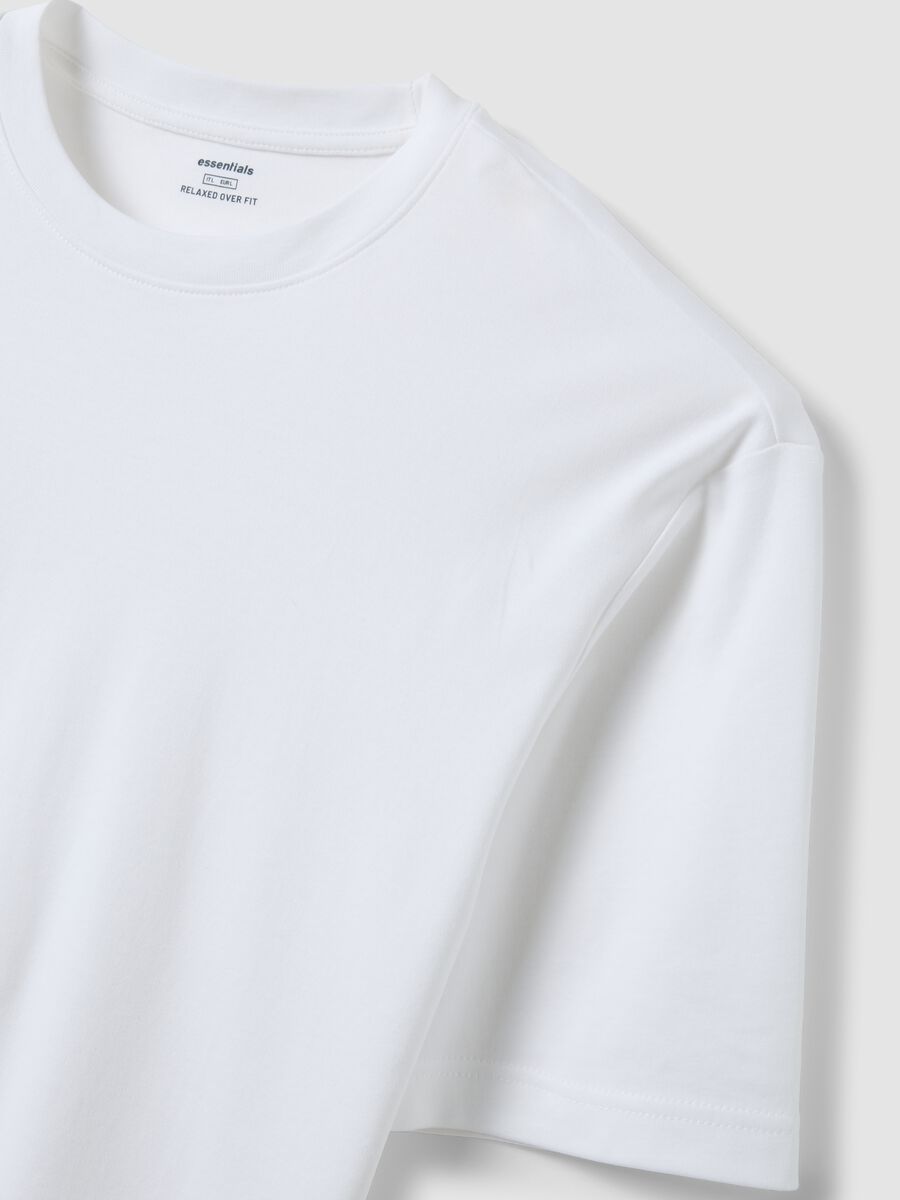 T-shirt a maniche corte in puro cotone bianca relaxed fit_5