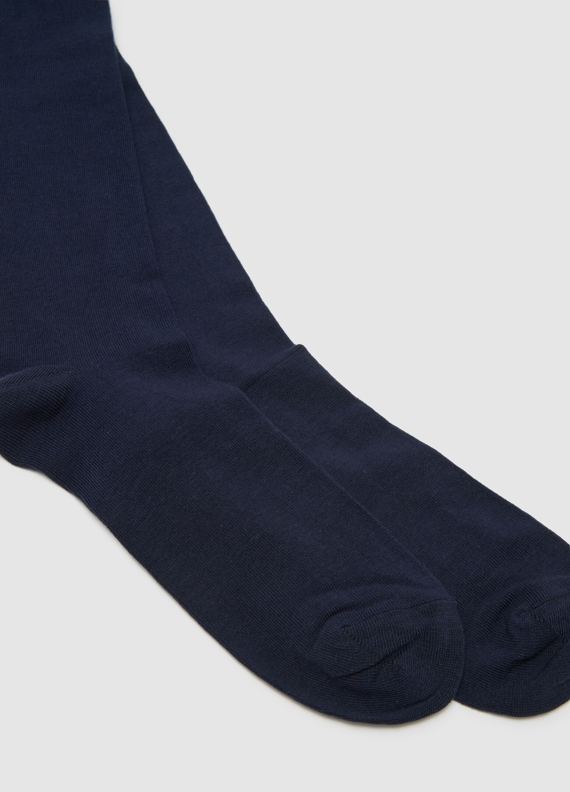 Twin pack of long blue cotton blend socks