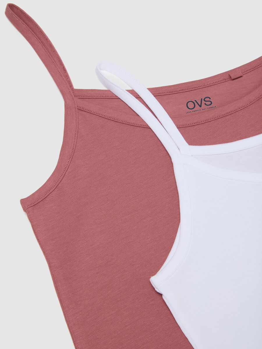 Bipack di canottiere in cotone elasticizzato rosa e bianca_5