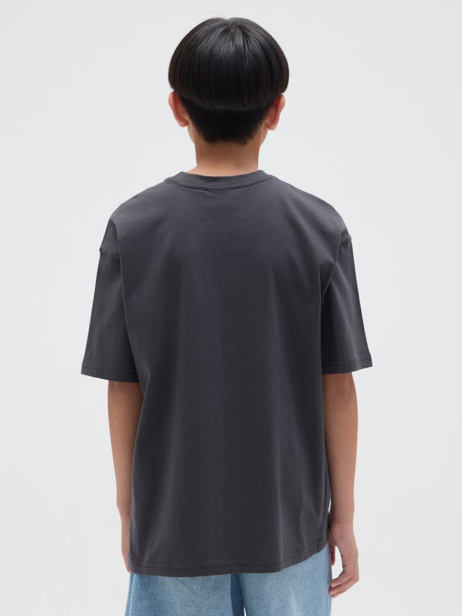 Black cotton T-shirt with Chicago Bulls print_1