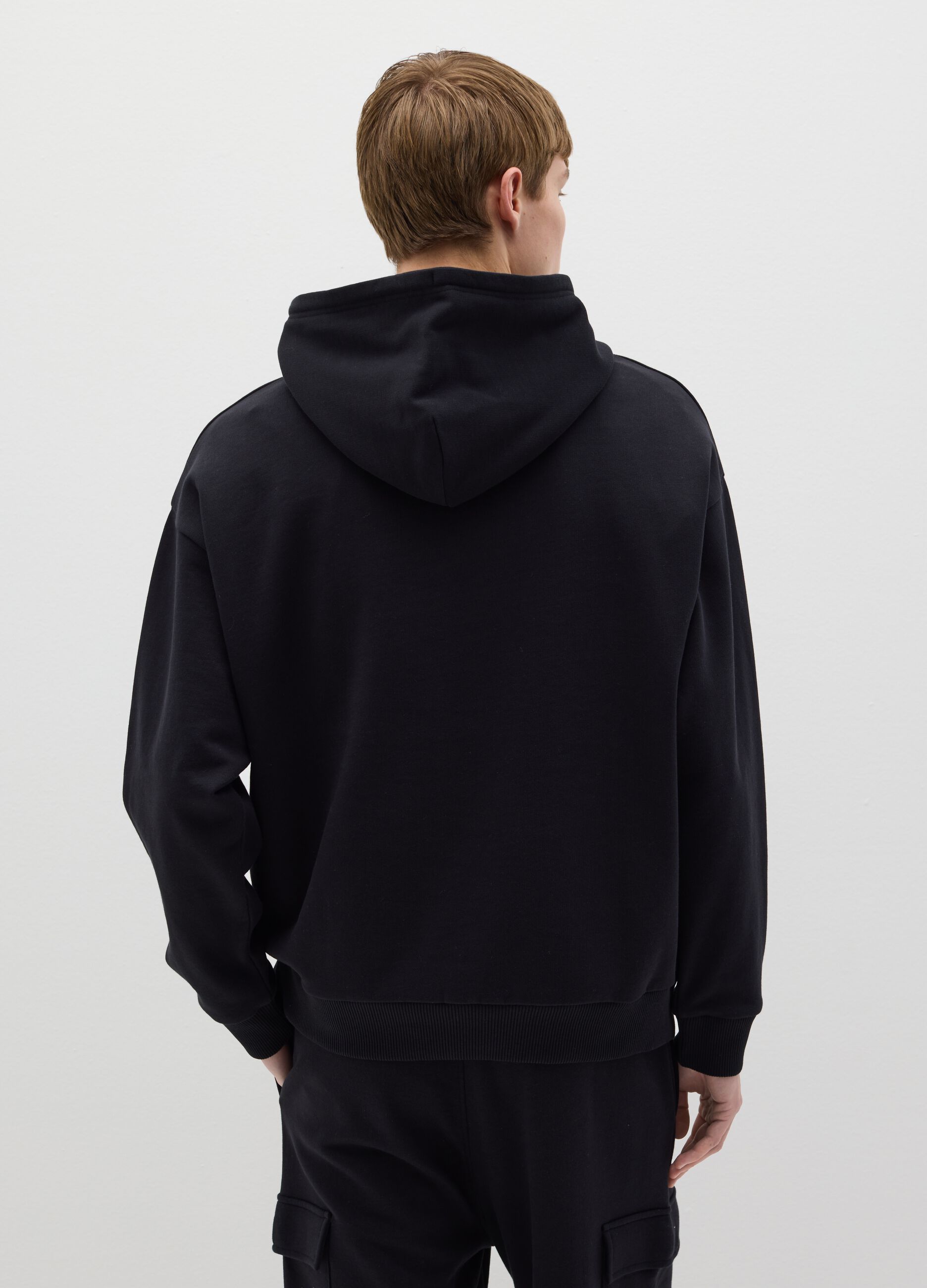 Over-fit sweatshirt in cotton with hood