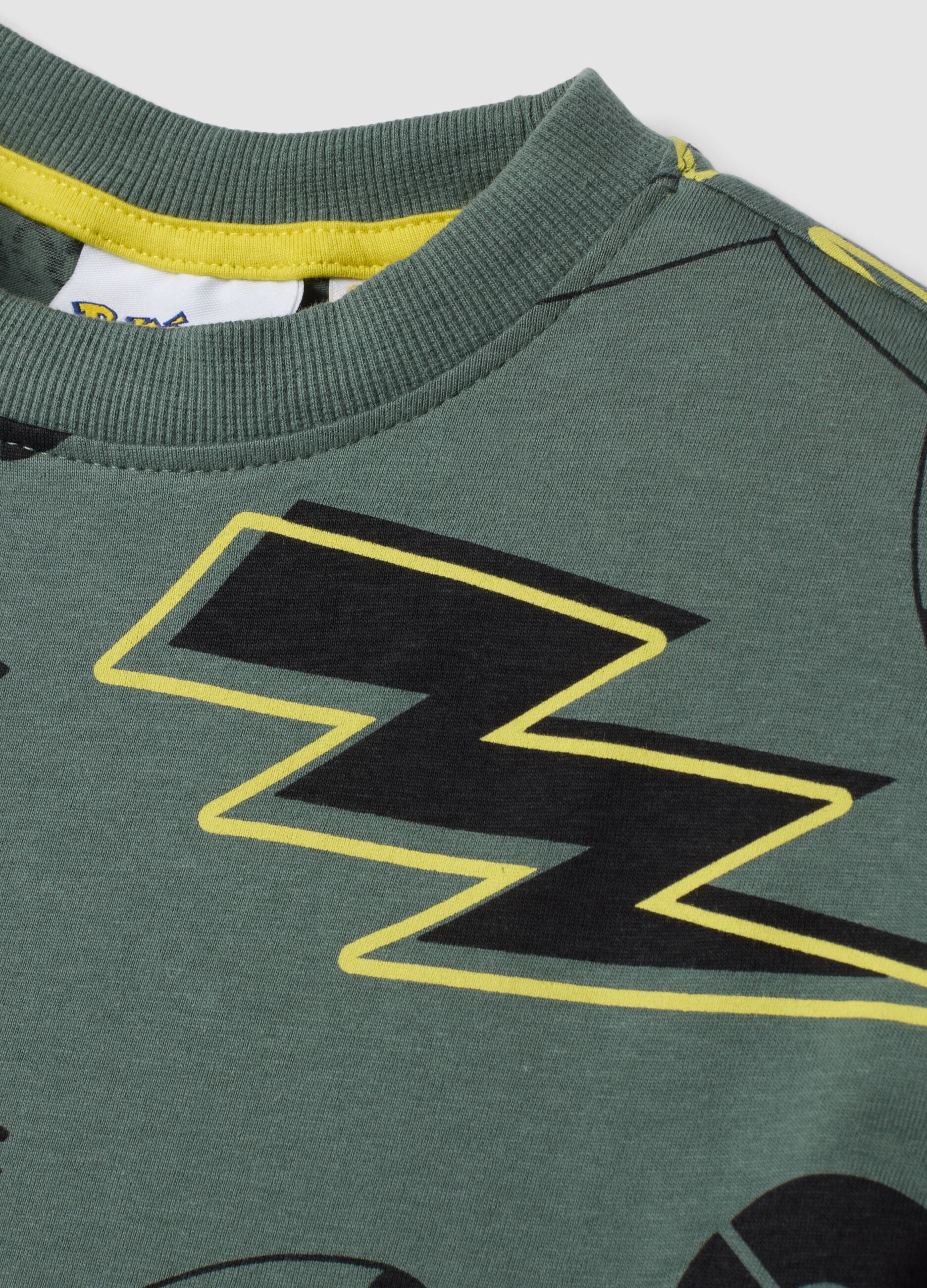 Green pure cotton Pikachu print T-shirt, relaxed fit