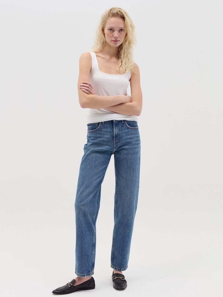 Basic white tank top in stretch viscose_1