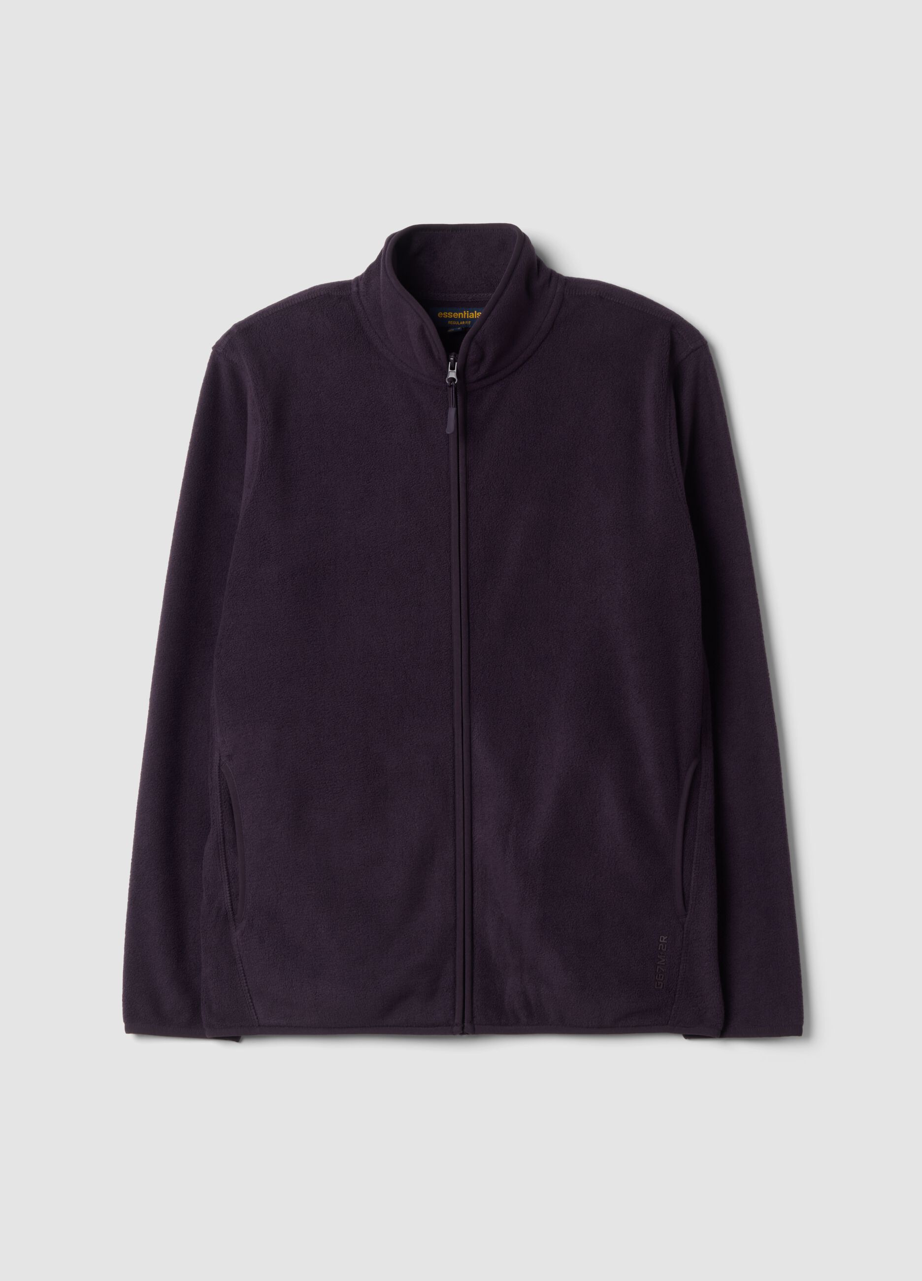 Felpa viola in pile con colletto regular fit