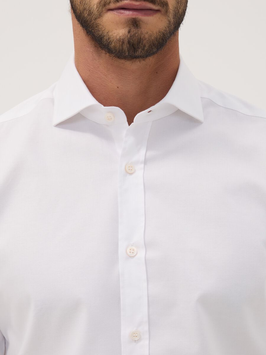 Camicia bianca in puro cotone oxford slim fit_1