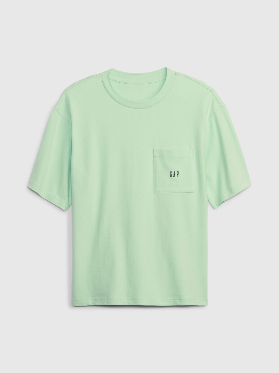 T-shirt in cotone con tasca e ricamo logo_3