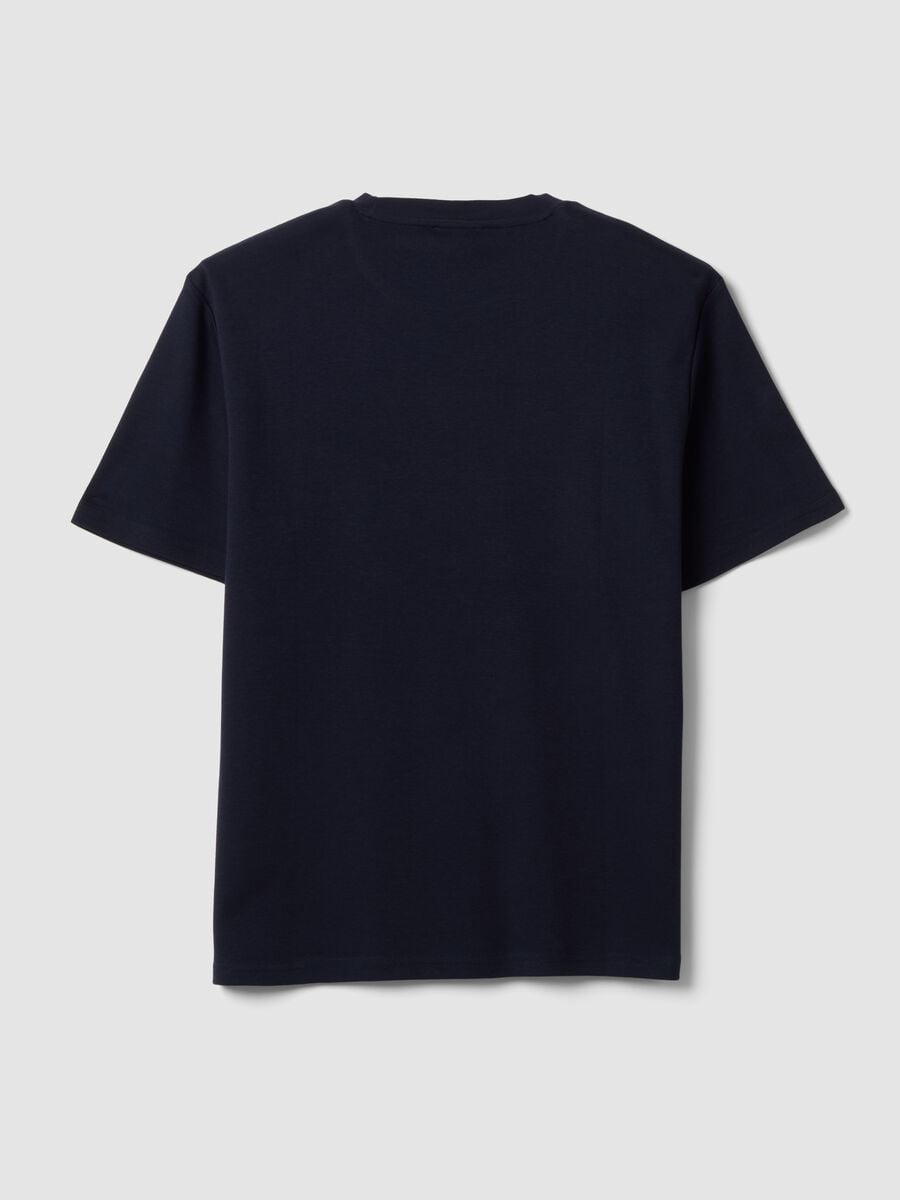 Blue pure cotton short-sleeve T-shirt, relaxed fit_1