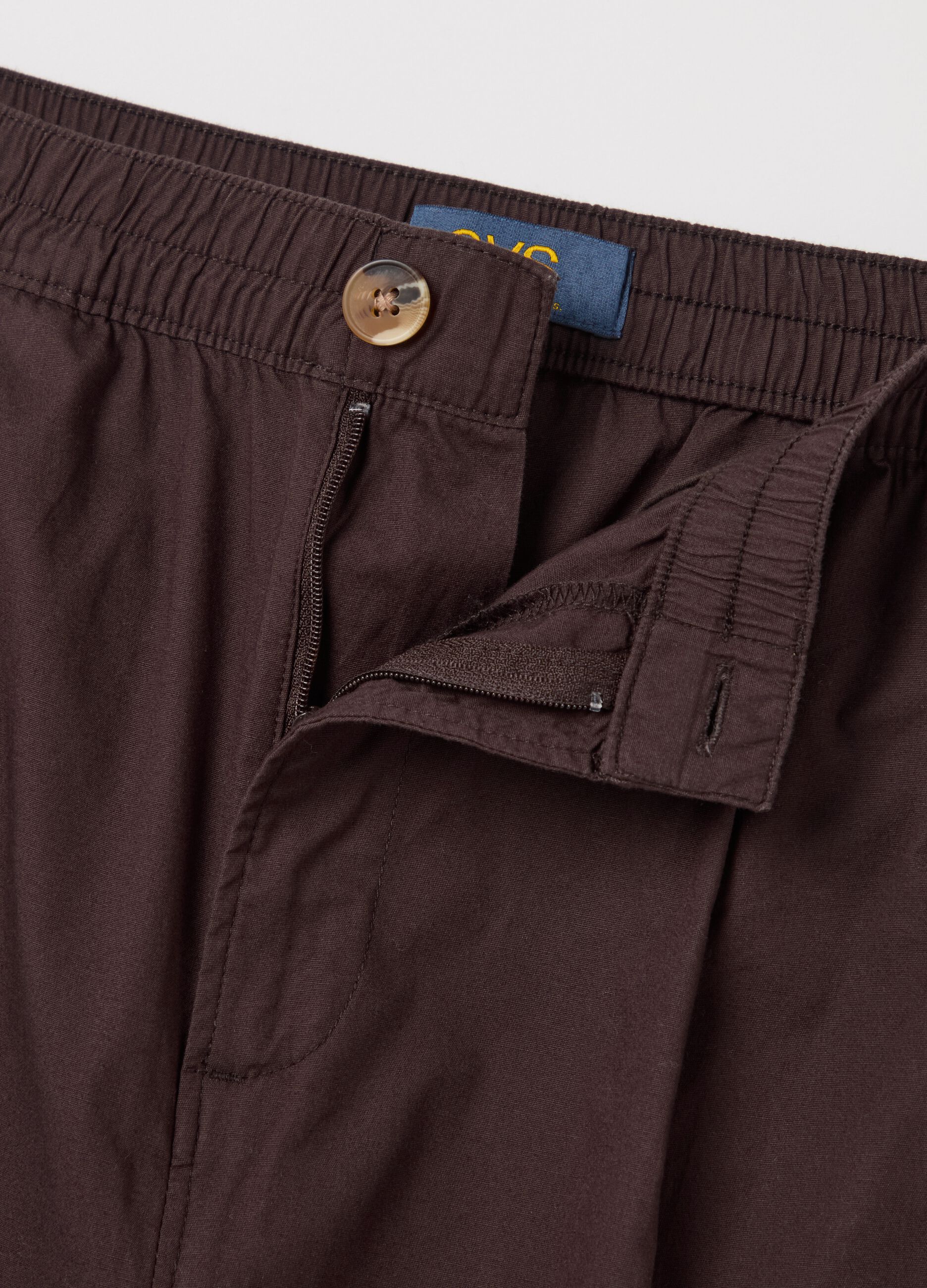Pantalone cropped marrone in cotone stretch