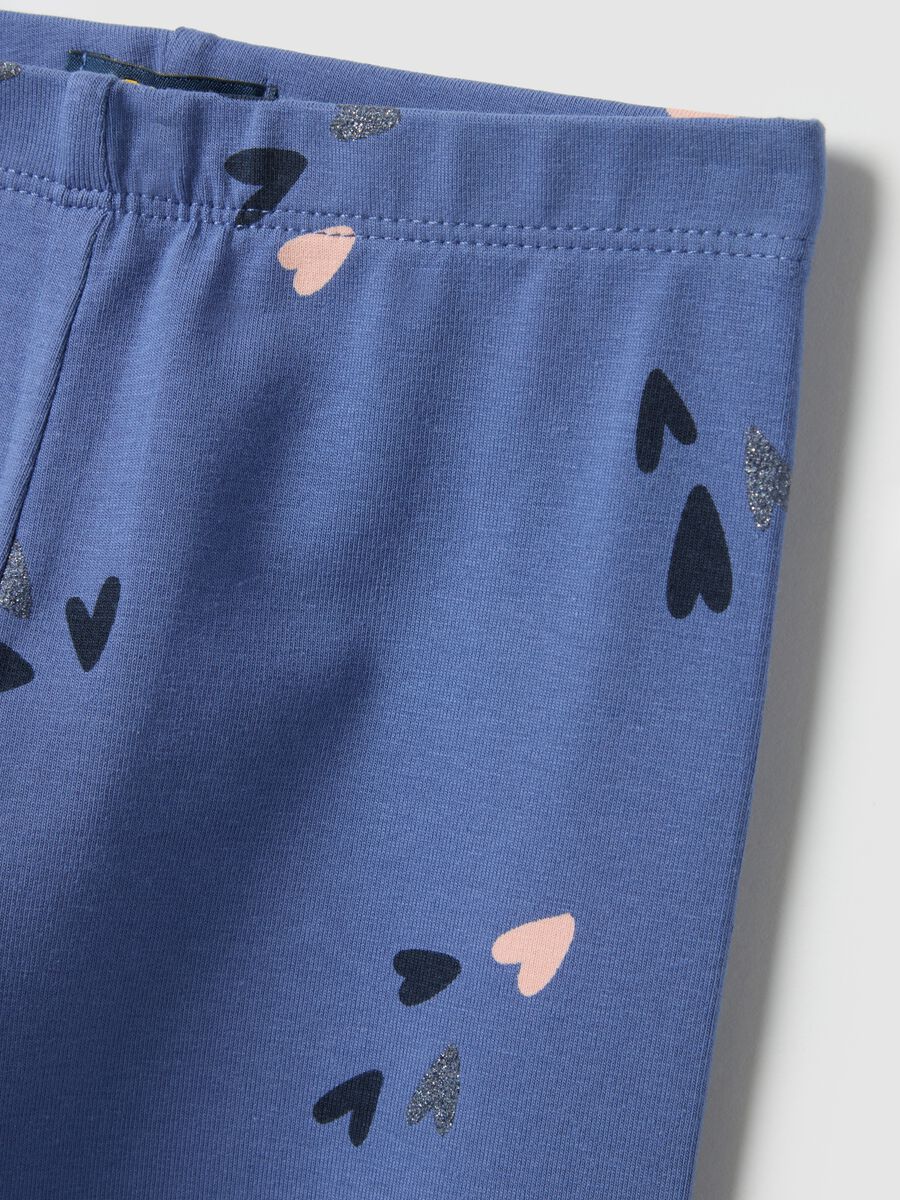 Slim fit blue stretchy cotton leggings for girls_2