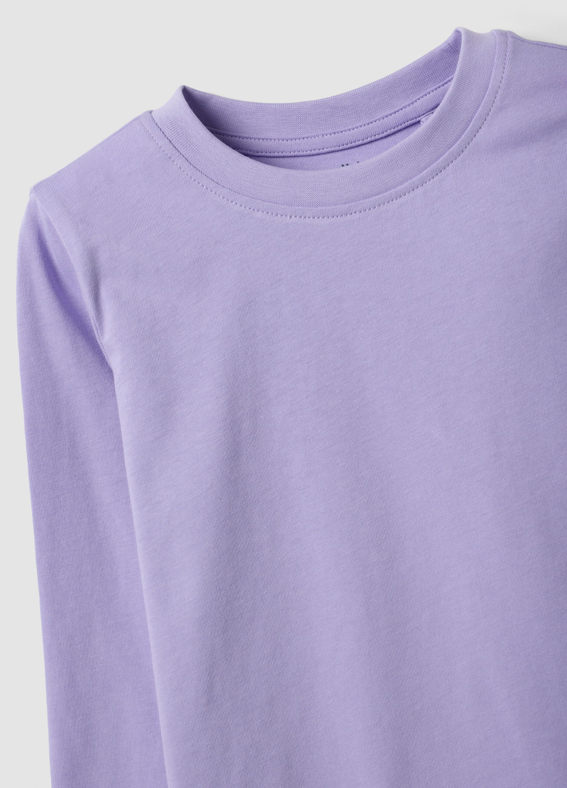 Purple organic cotton crew-neck T-shirt for girls