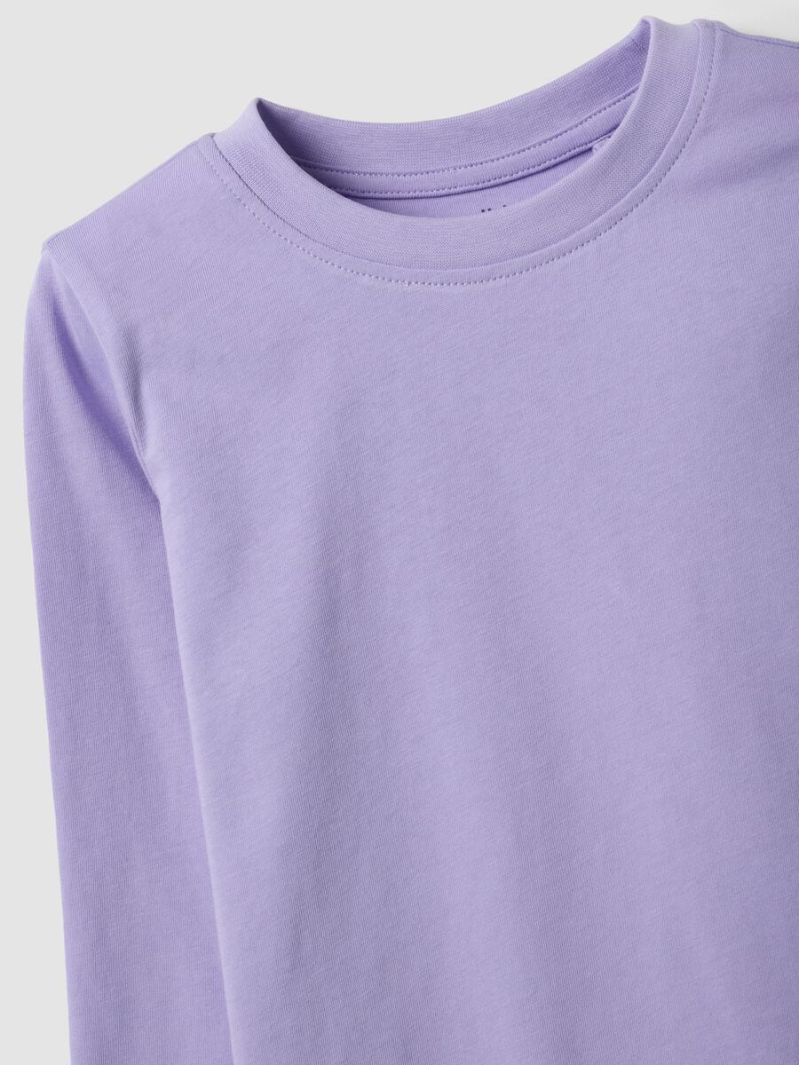 Purple organic cotton crew-neck T-shirt for girls_2