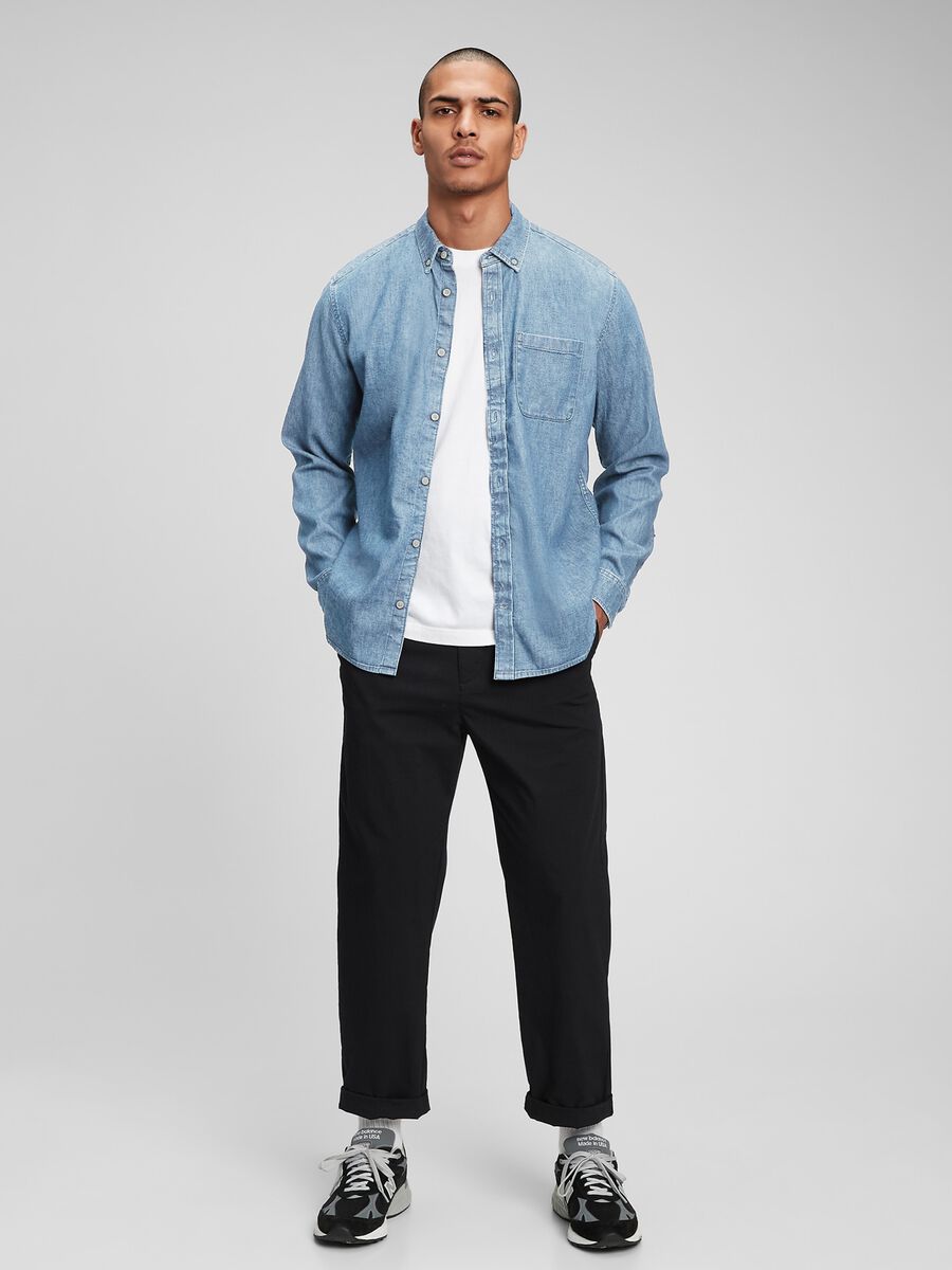 Camicia in denim con tasca_1