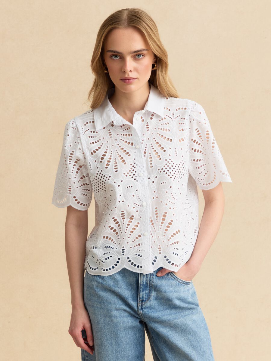 Camicia bianca in puro cotone sangallo_1
