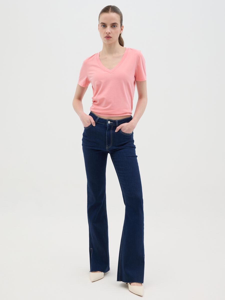 Women’s pink regular-fit T-shirt in 100% cotton with round neck_1