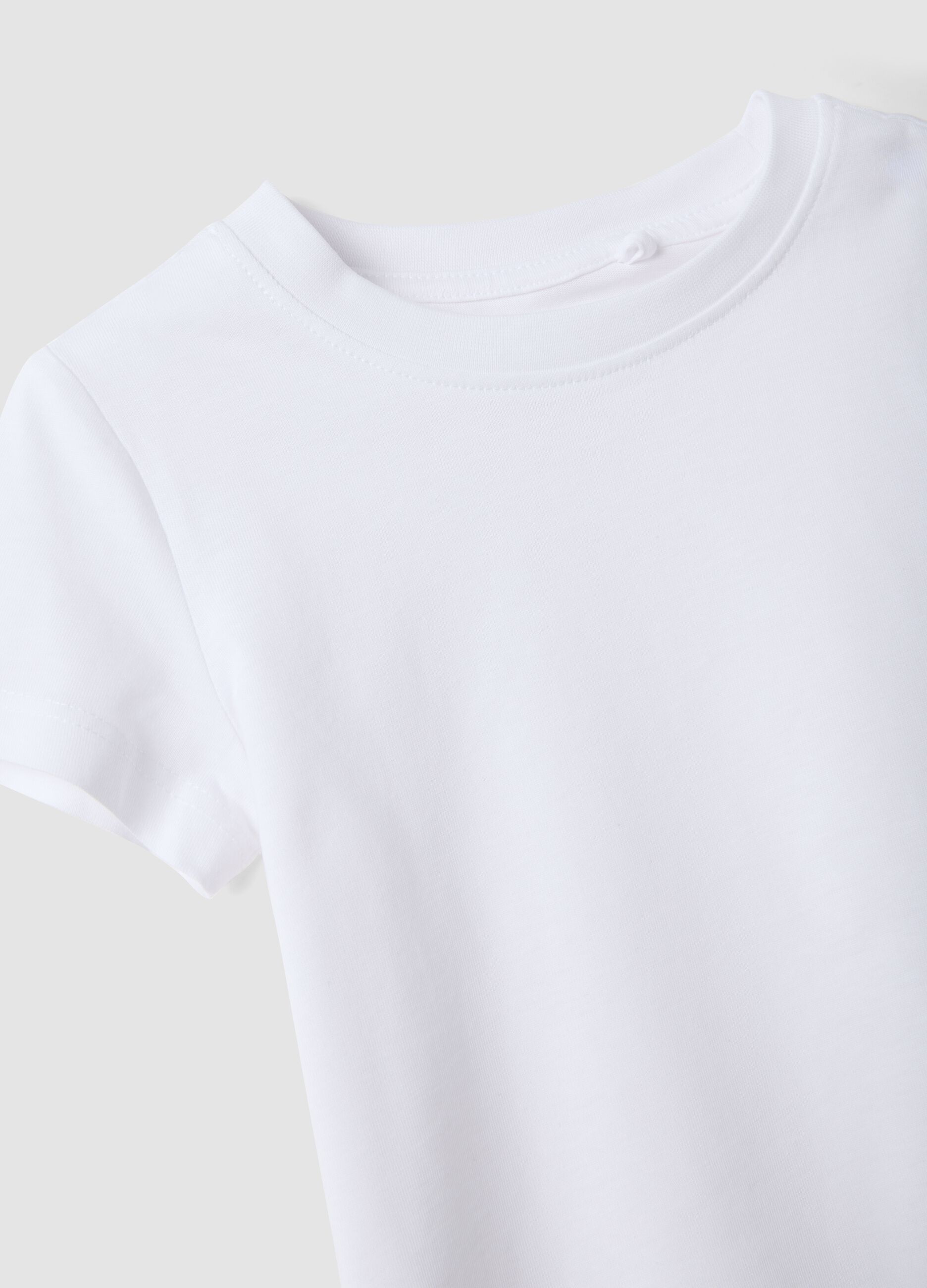 White short-sleeve pure cotton T-shirt for girls