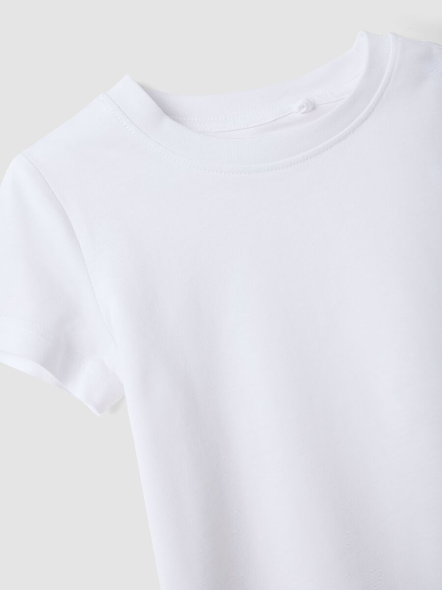 White short-sleeve pure cotton T-shirt for girls_2