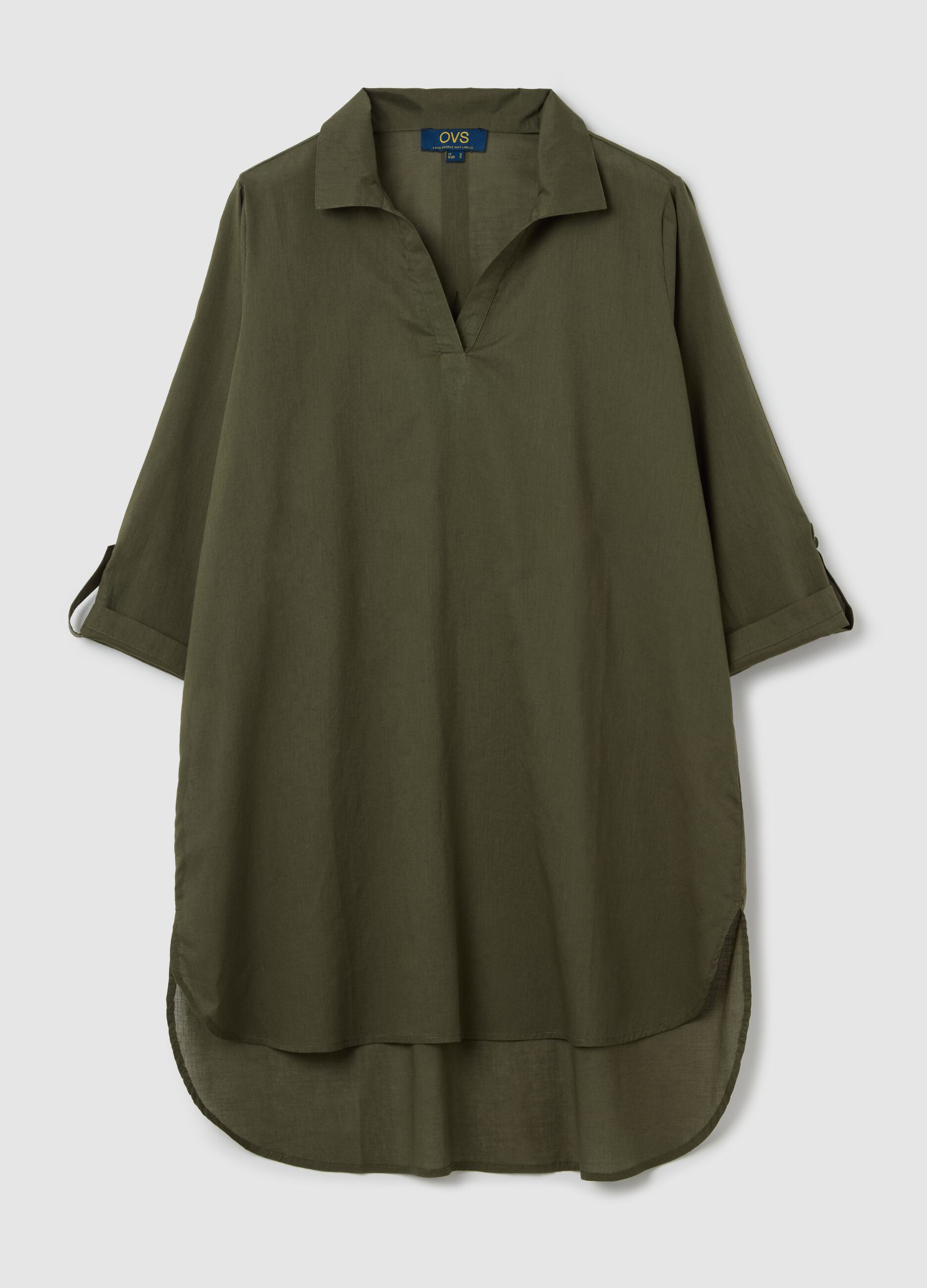 Green beach cover-up shirt dress in cotton
