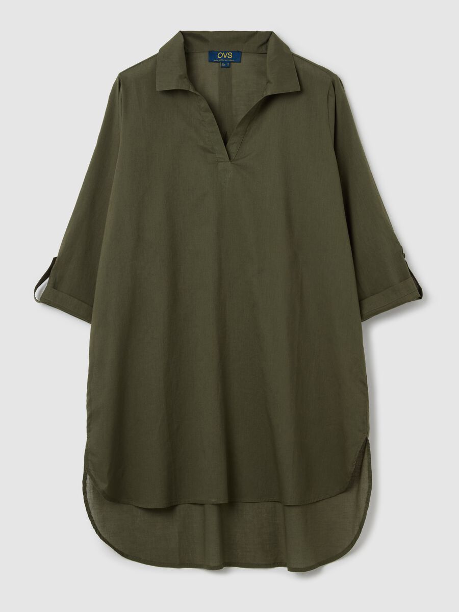 Green beach cover-up shirt dress in cotton_4