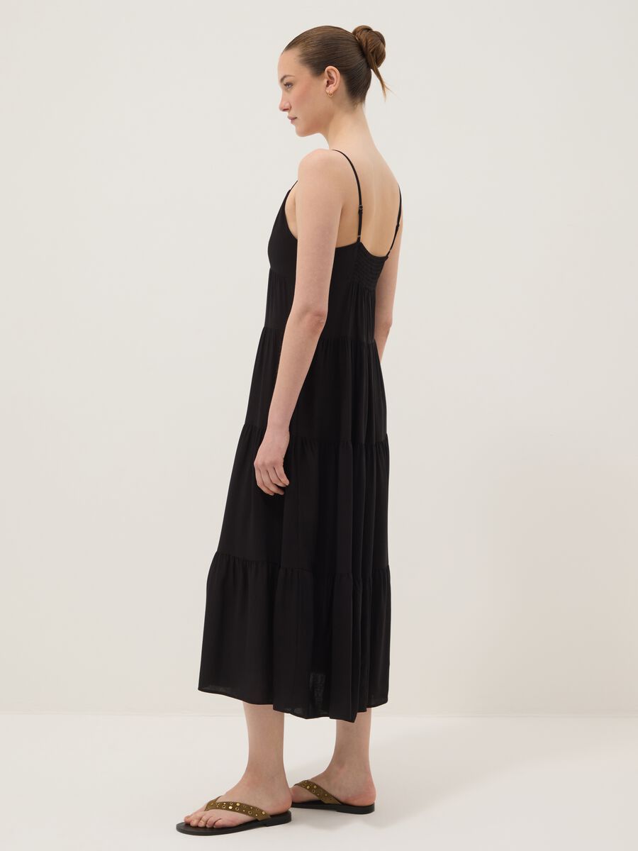 Long black dress in pure viscose_0