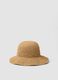 Beige paper fabric cloche hat_0