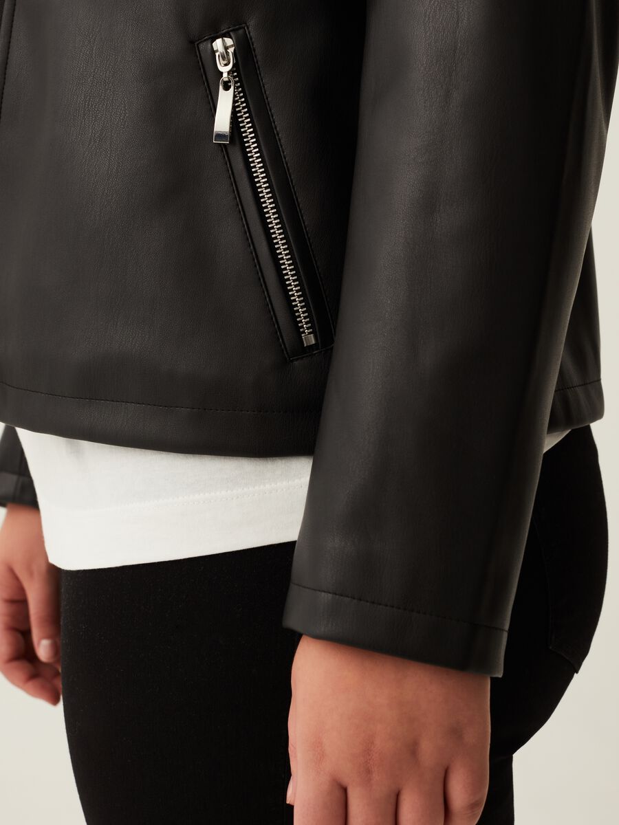 Giacca biker effetto lucido con zip Curvy_3