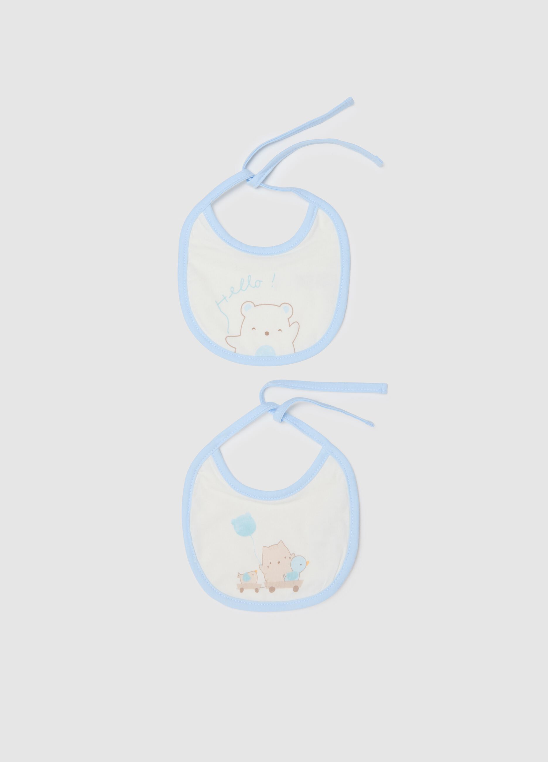 Two-Pack White Pure Cotton Bibs for Infants