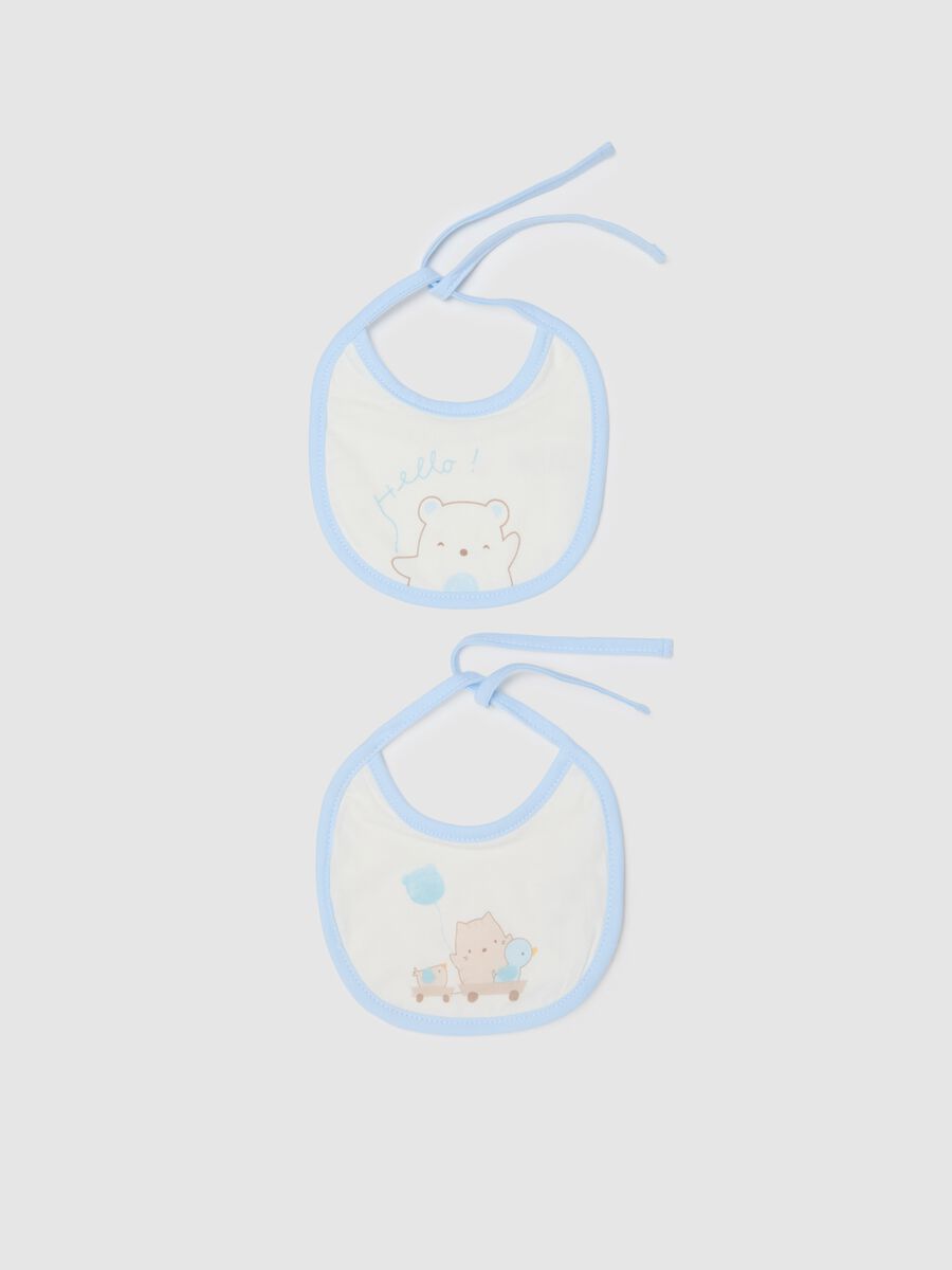 Two-Pack White Pure Cotton Bibs for Infants_0